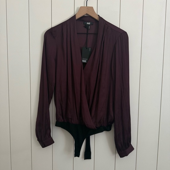 Paige Sevilla Crossover V Neck Long Sleeve Bodysuit - Picture 1 of 4